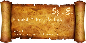 Szopkó Erzsébet névjegykártya